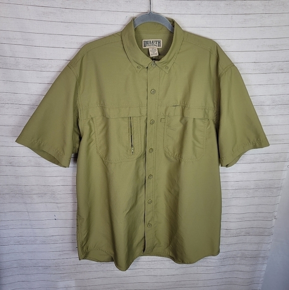 DULUTH TRADING CO COOLPLUS ACTION SHORT SLEEVE SHIRT IN OUTDOOR GREEN, SZ LARGE - Picture 2 of 6